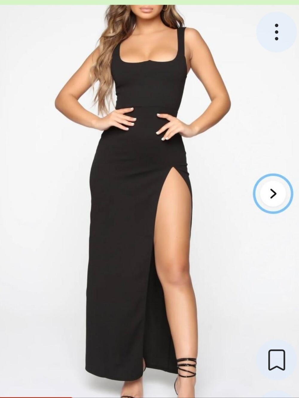 Source Unknown Black Asymmetrical Maxi Dress with High Thigh Slit